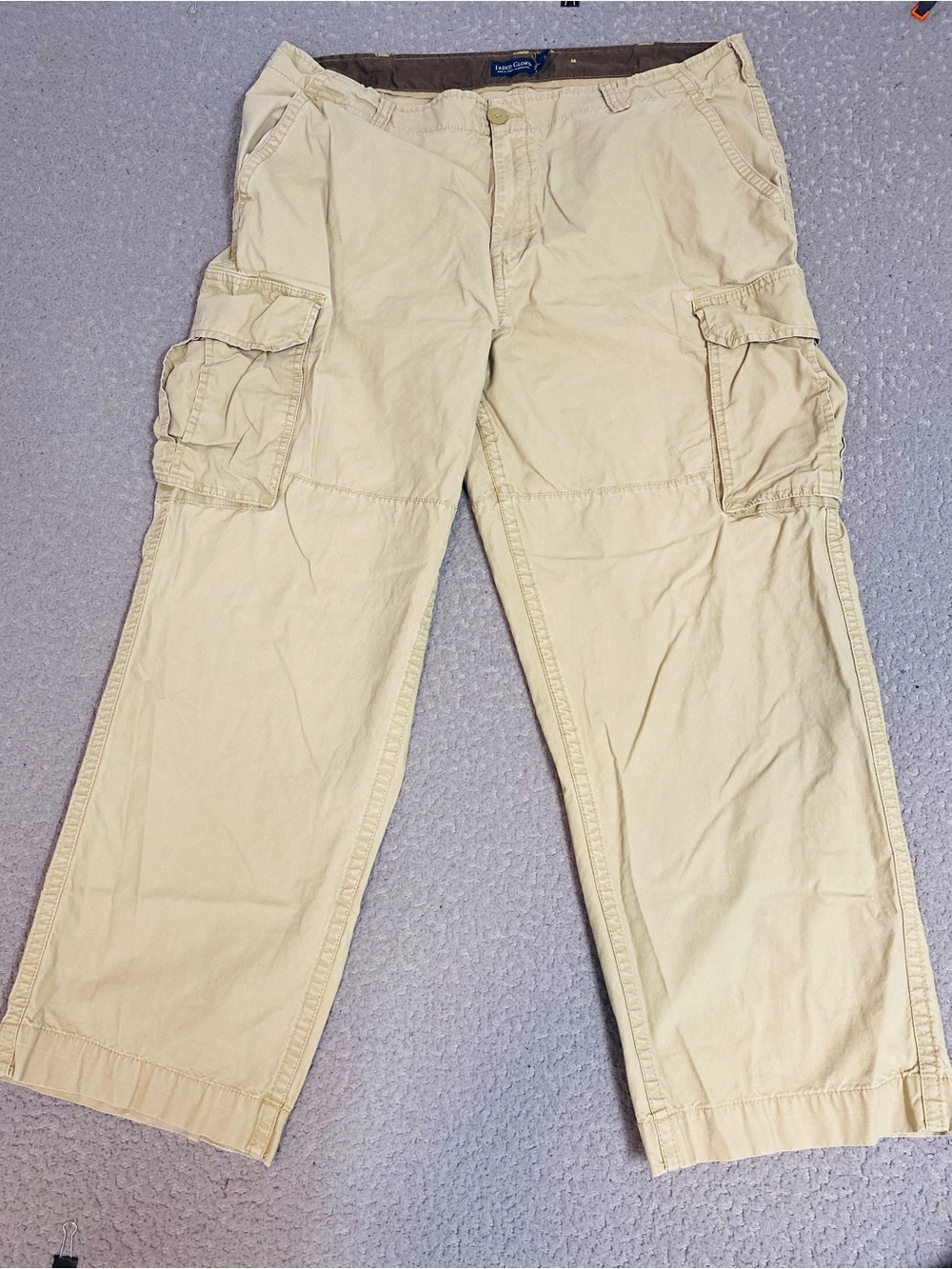Faded Glory Khaki Cargo Pants with Side Pockets